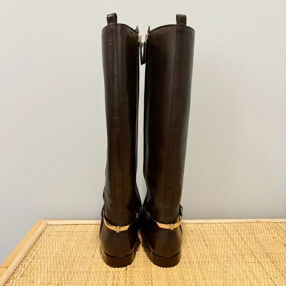 Tory Burch Jess Riding Boots Size 5 Brown Leather Equestrian